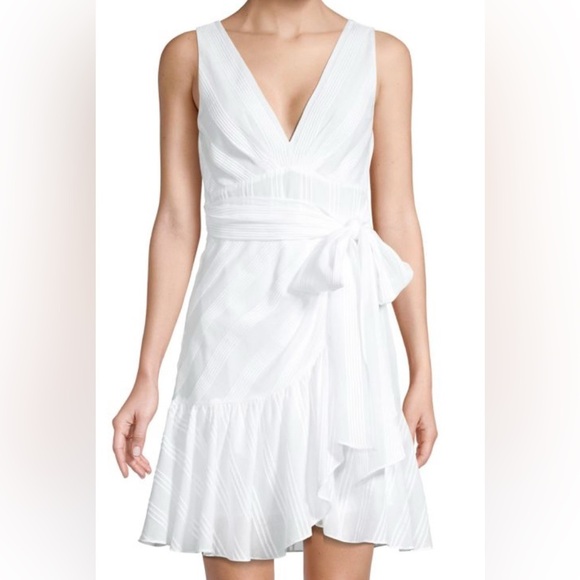 REBECCA TAYLOR | Cotton Striped White Wrap Dress - Picture 1 of 11